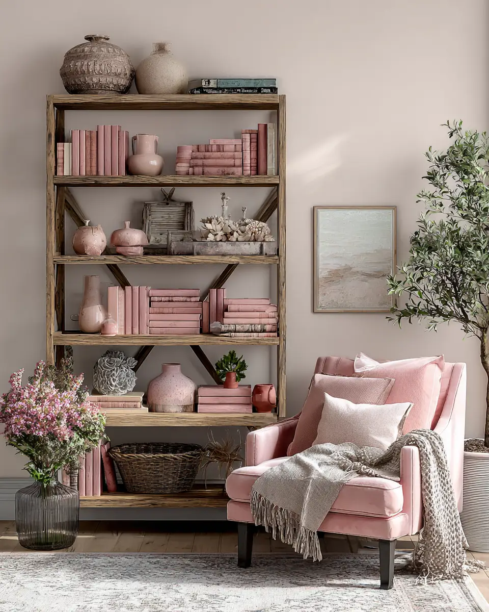 Blush Pink Farmhouse Living Room Decor Ideas