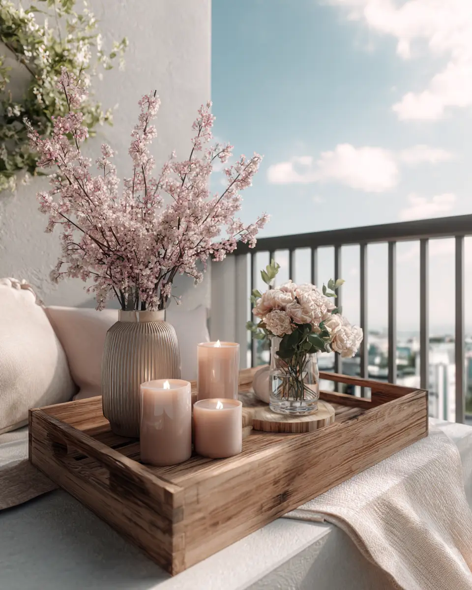 Blush Pink Japandi Balcony Decor Ideas