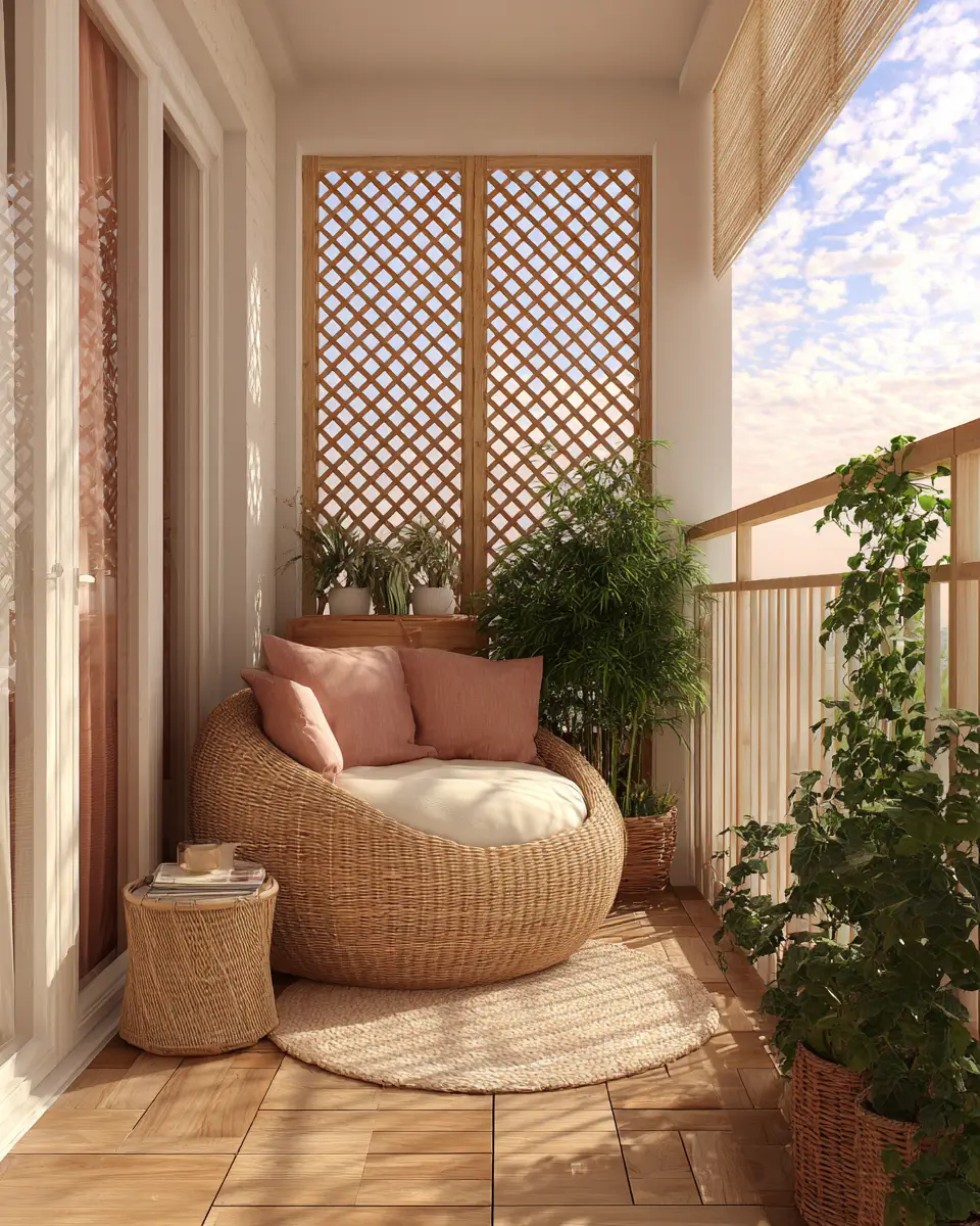 Blush Pink Japandi Balcony Decor Ideas