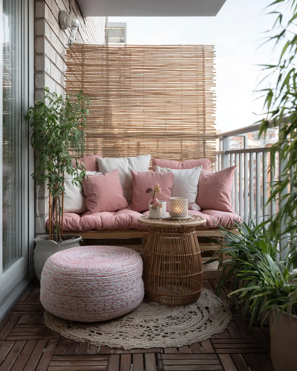 Blush Pink Japandi Balcony Decor Ideas