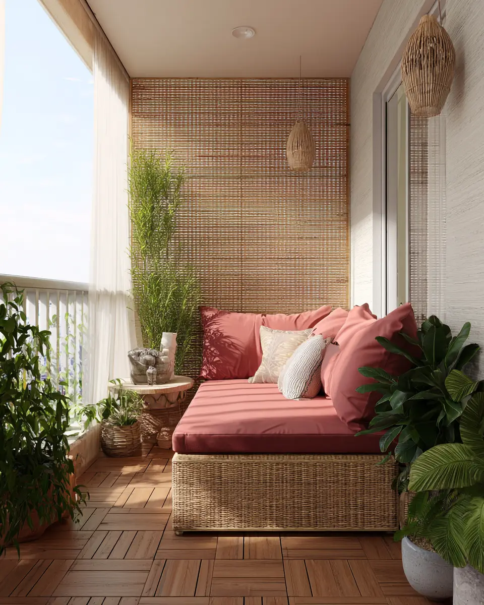 Blush Pink Japandi Balcony Decor Ideas