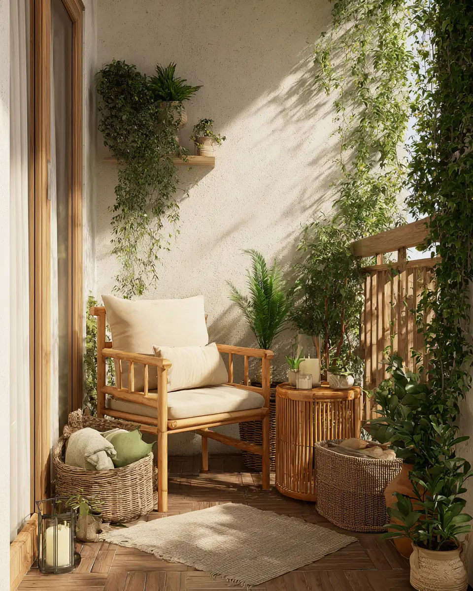 Blush Pink Japandi Balcony Decor Ideas