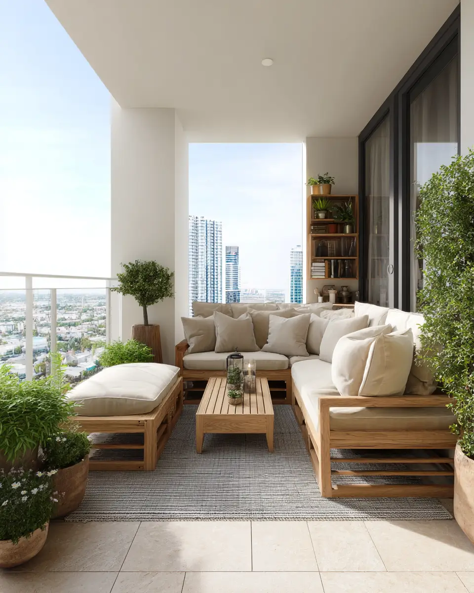 Blush Pink Japandi Balcony Decor Ideas