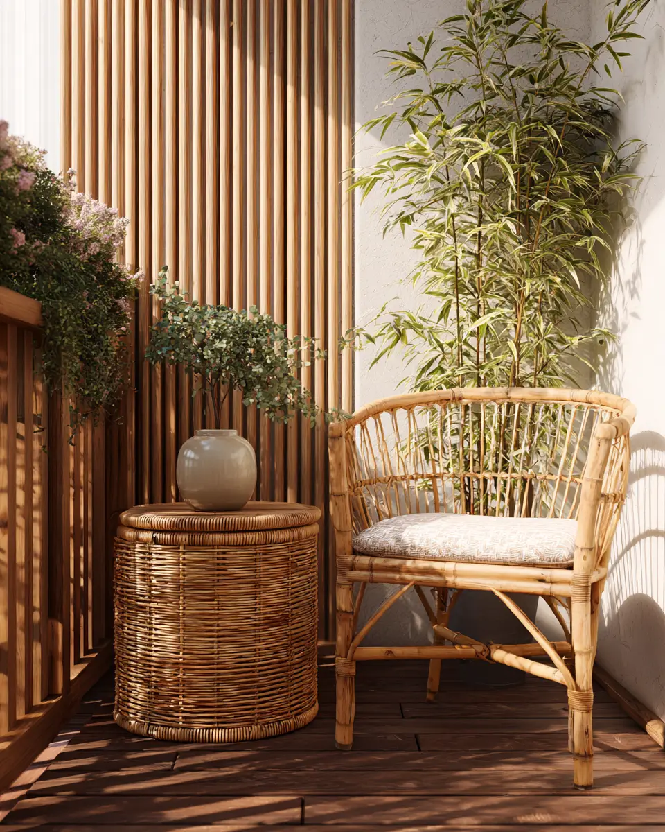 Blush Pink Japandi Balcony Decor Ideas