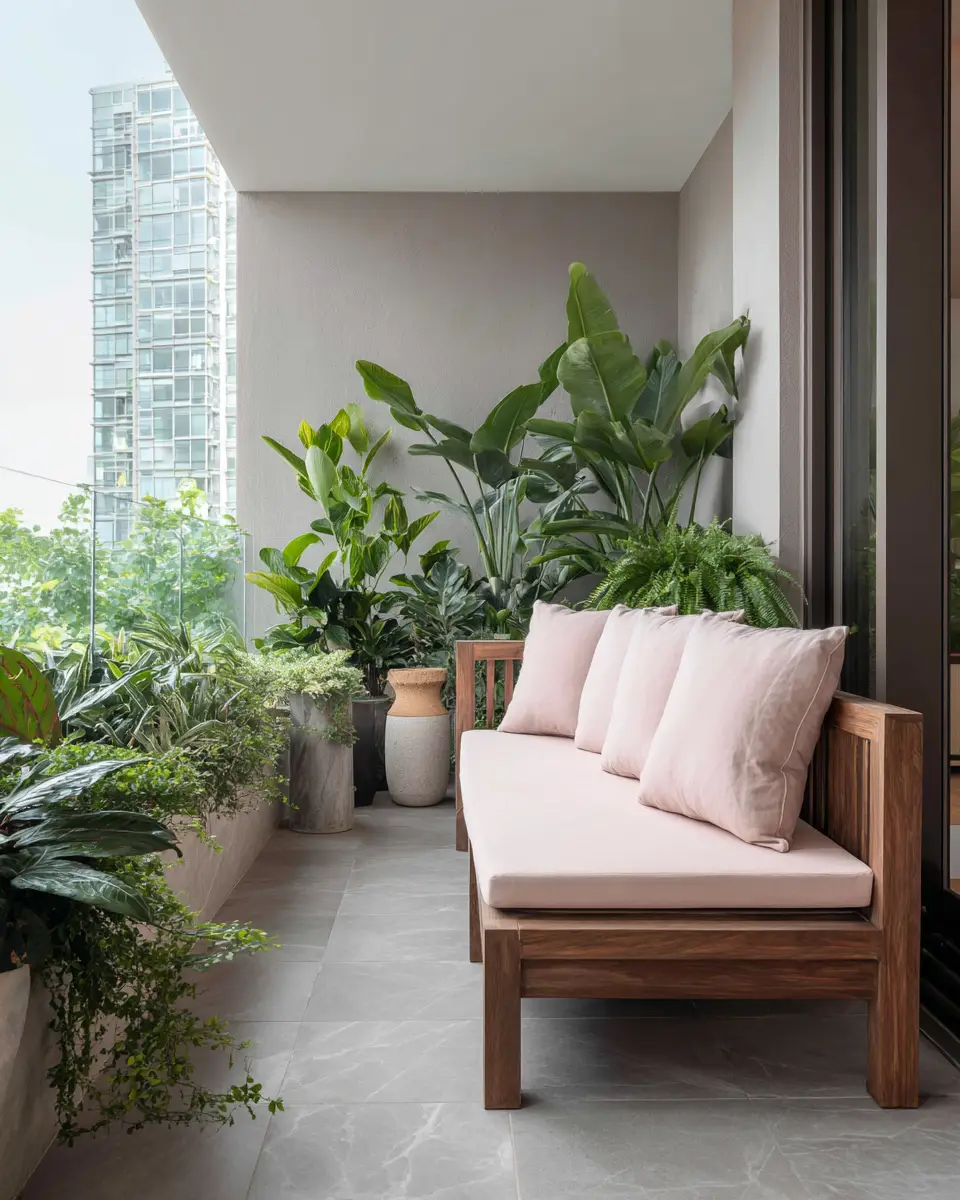 Blush Pink Japandi Balcony Decor Ideas