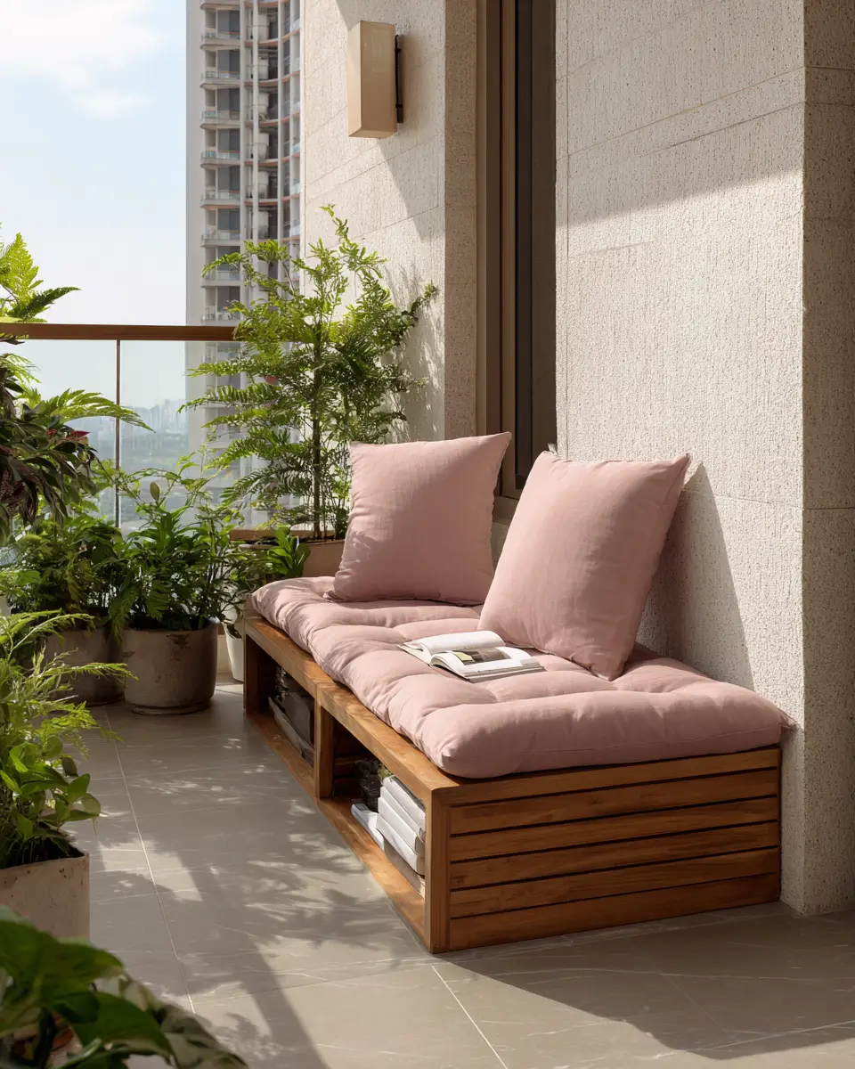 Blush Pink Japandi Balcony Decor Ideas