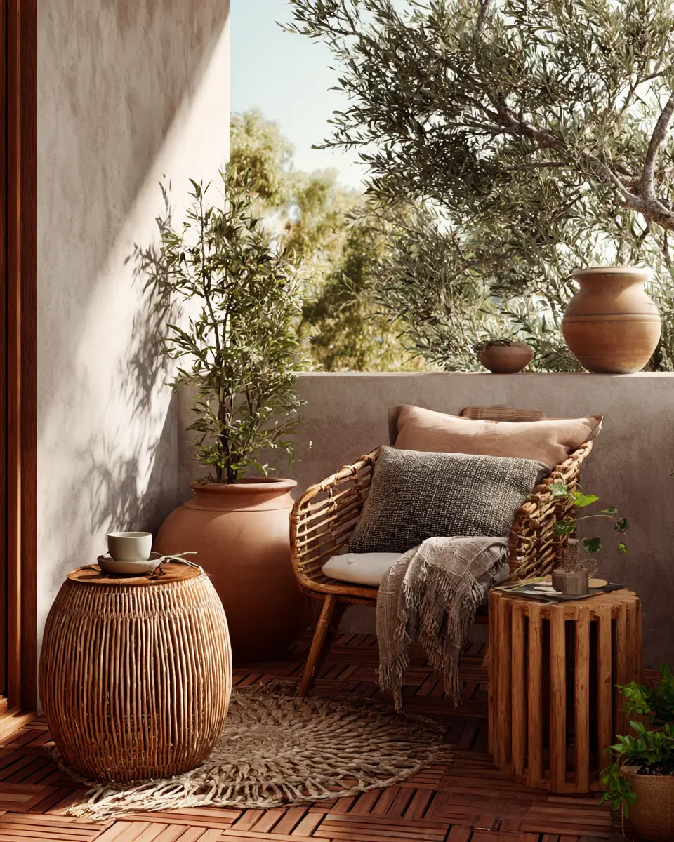 Blush Pink Japandi Balcony Decor Ideas