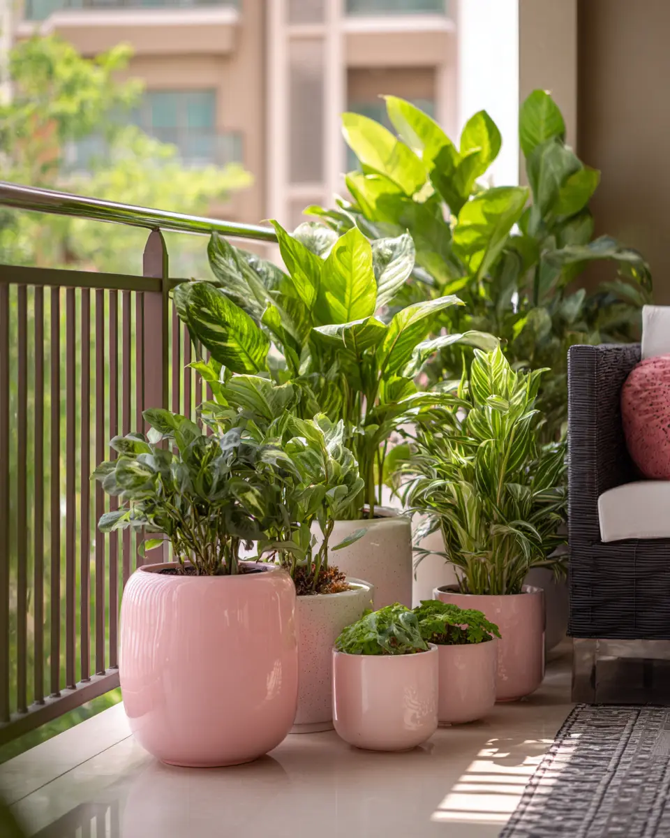 Blush Pink Japandi Balcony Decor Ideas