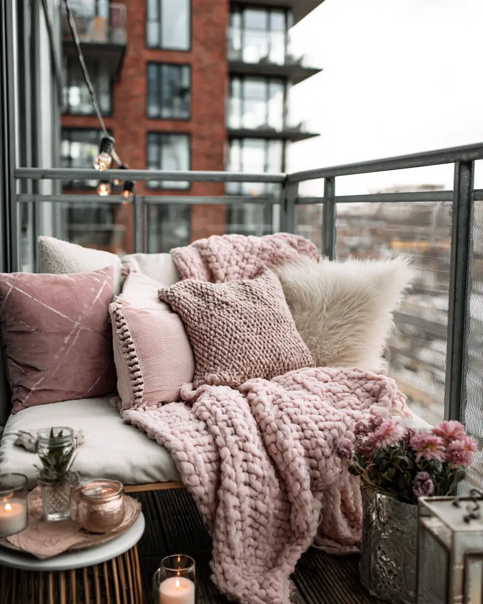 Blush Pink Japandi Balcony Decor Ideas