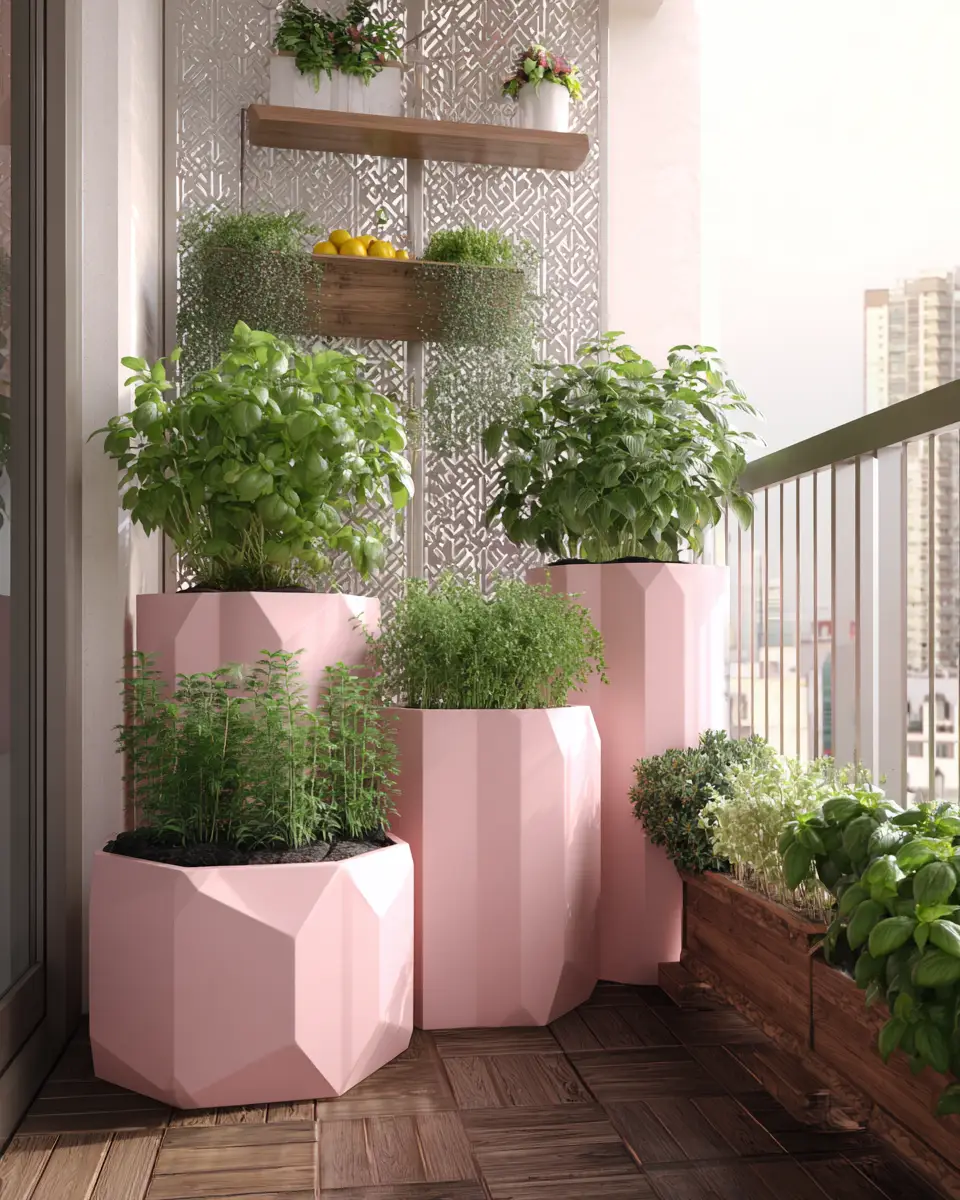 Blush Pink Japandi Balcony Decor Ideas