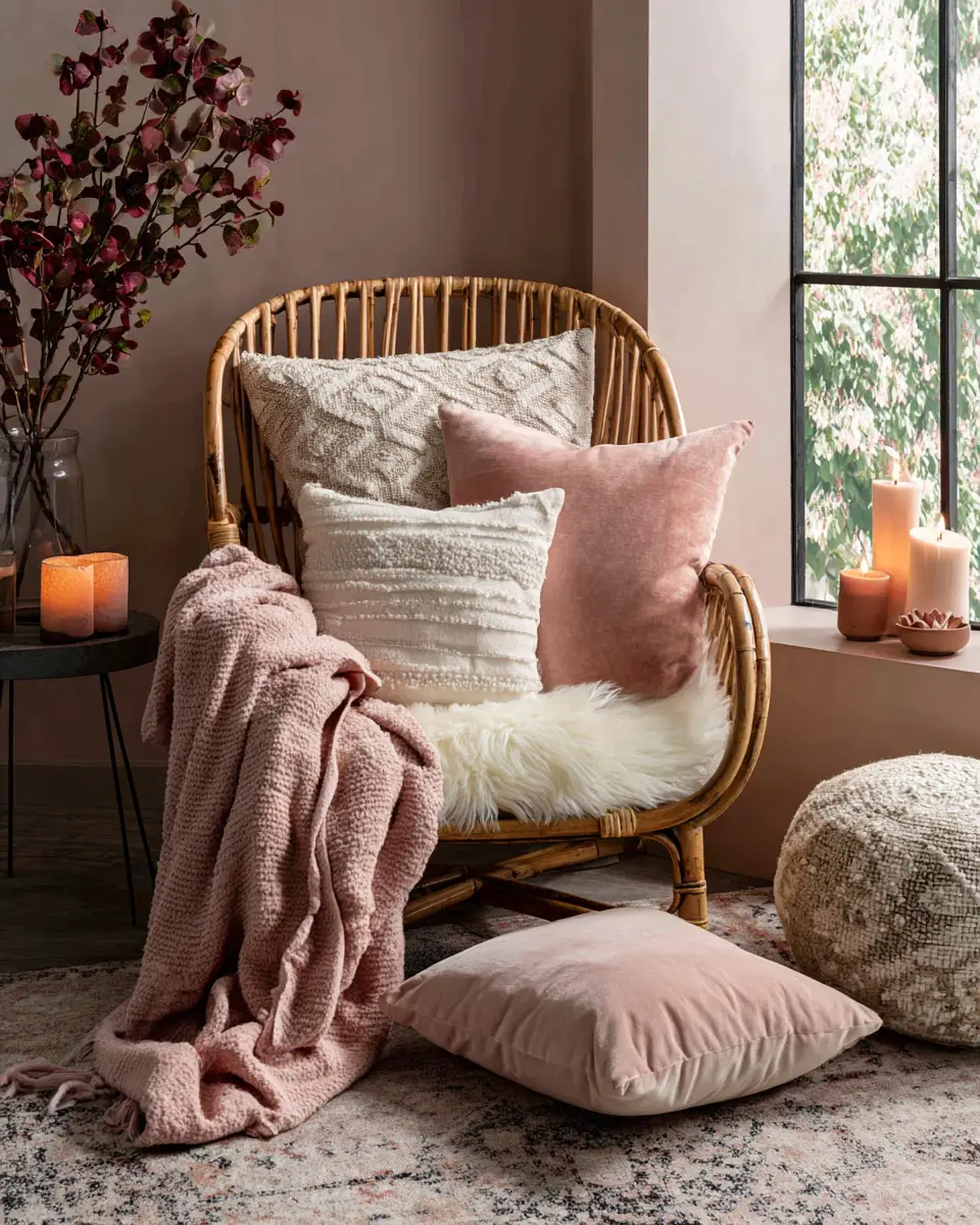 Blush Pink Japandi Balcony Decor Ideas