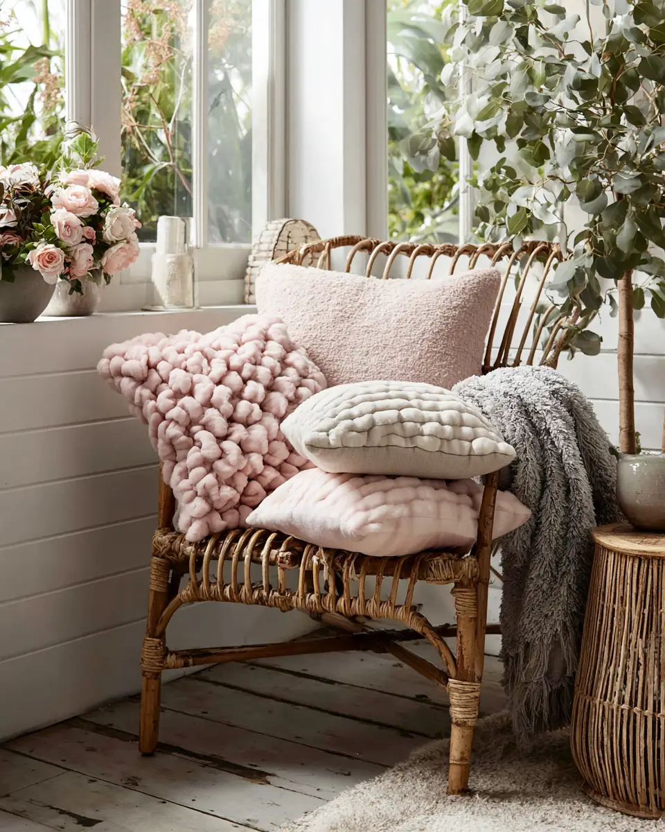 Blush Pink Japandi Balcony Decor Ideas