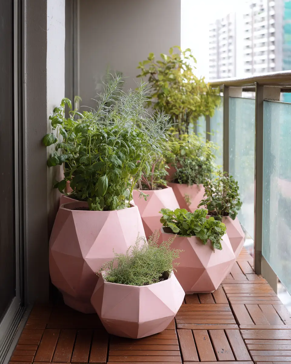 Blush Pink Japandi Balcony Decor Ideas