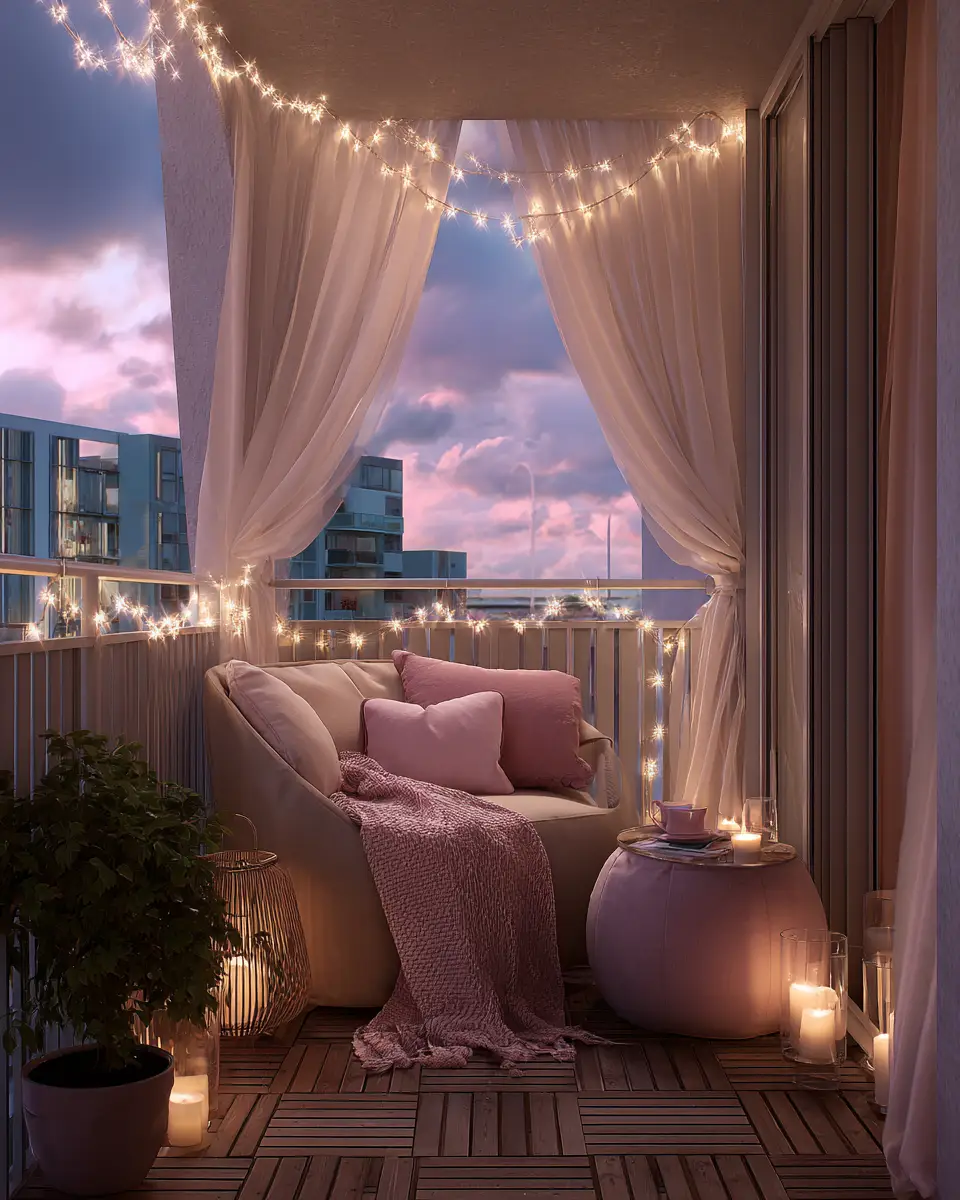 Blush Pink Japandi Balcony Decor Ideas