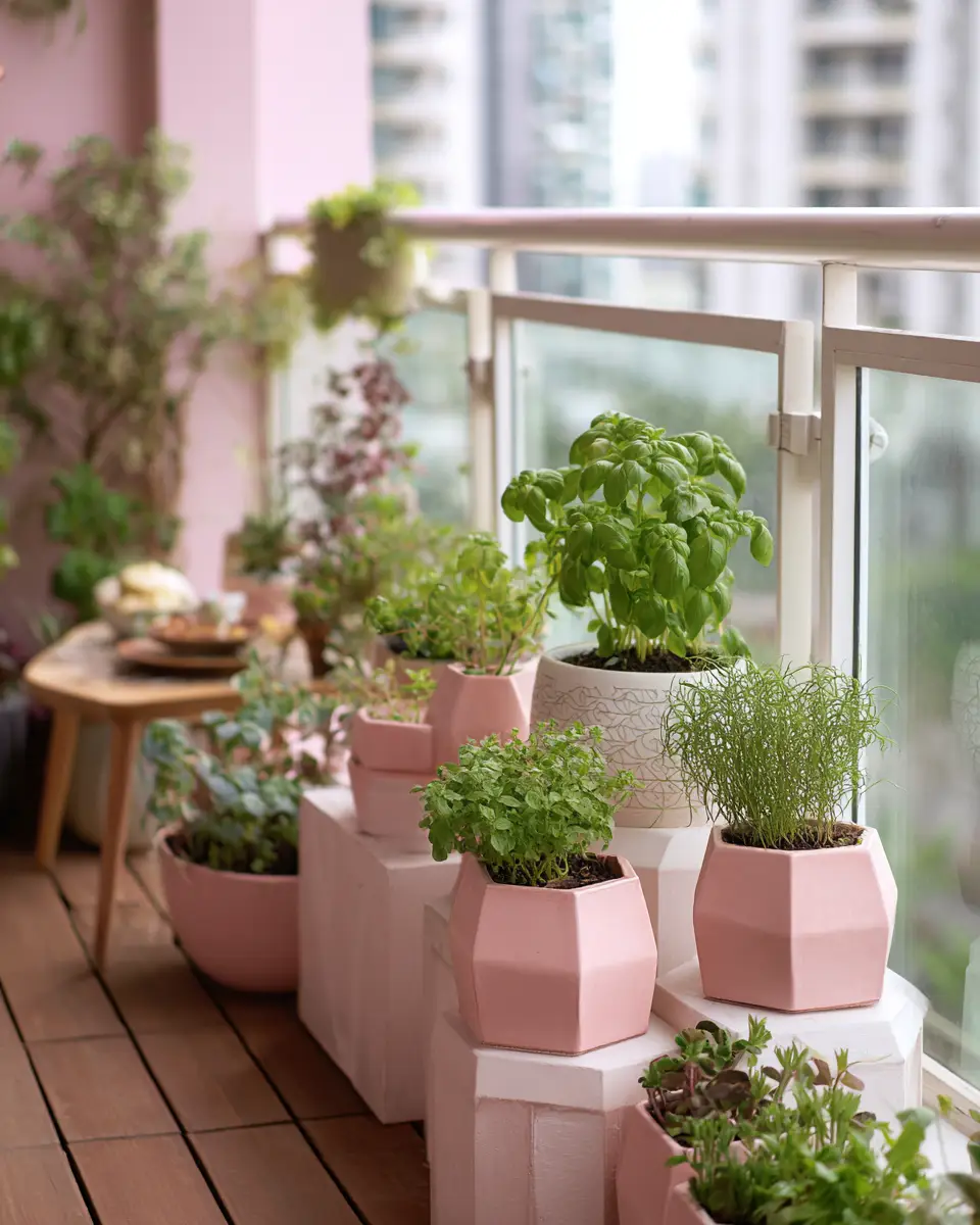Blush Pink Japandi Balcony Decor Ideas