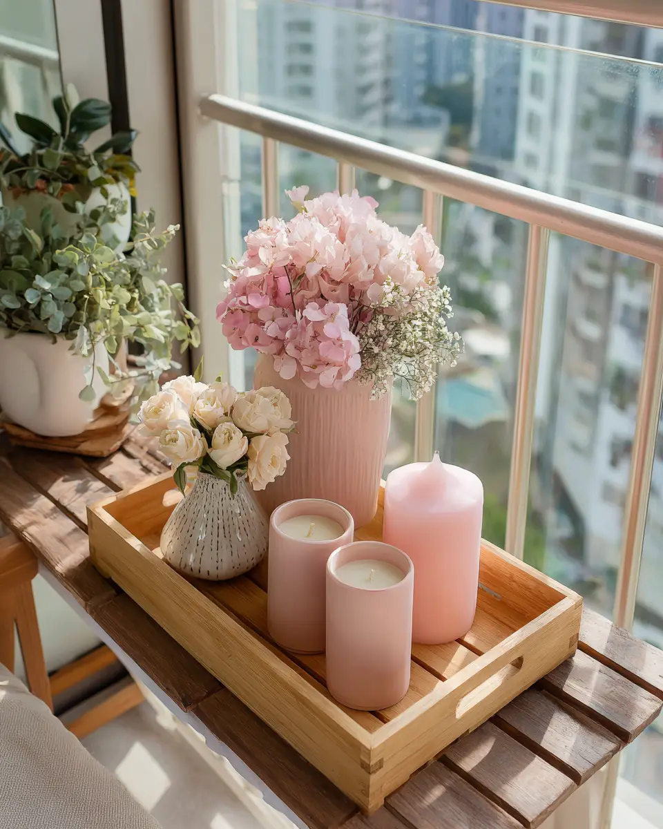 Blush Pink Japandi Balcony Decor Ideas