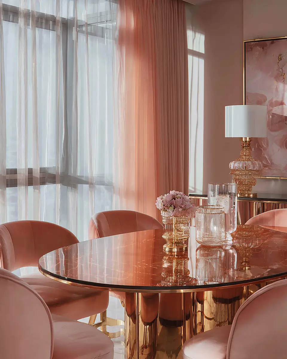 Blush Pink Minimalist Dining Room Decor Ideas