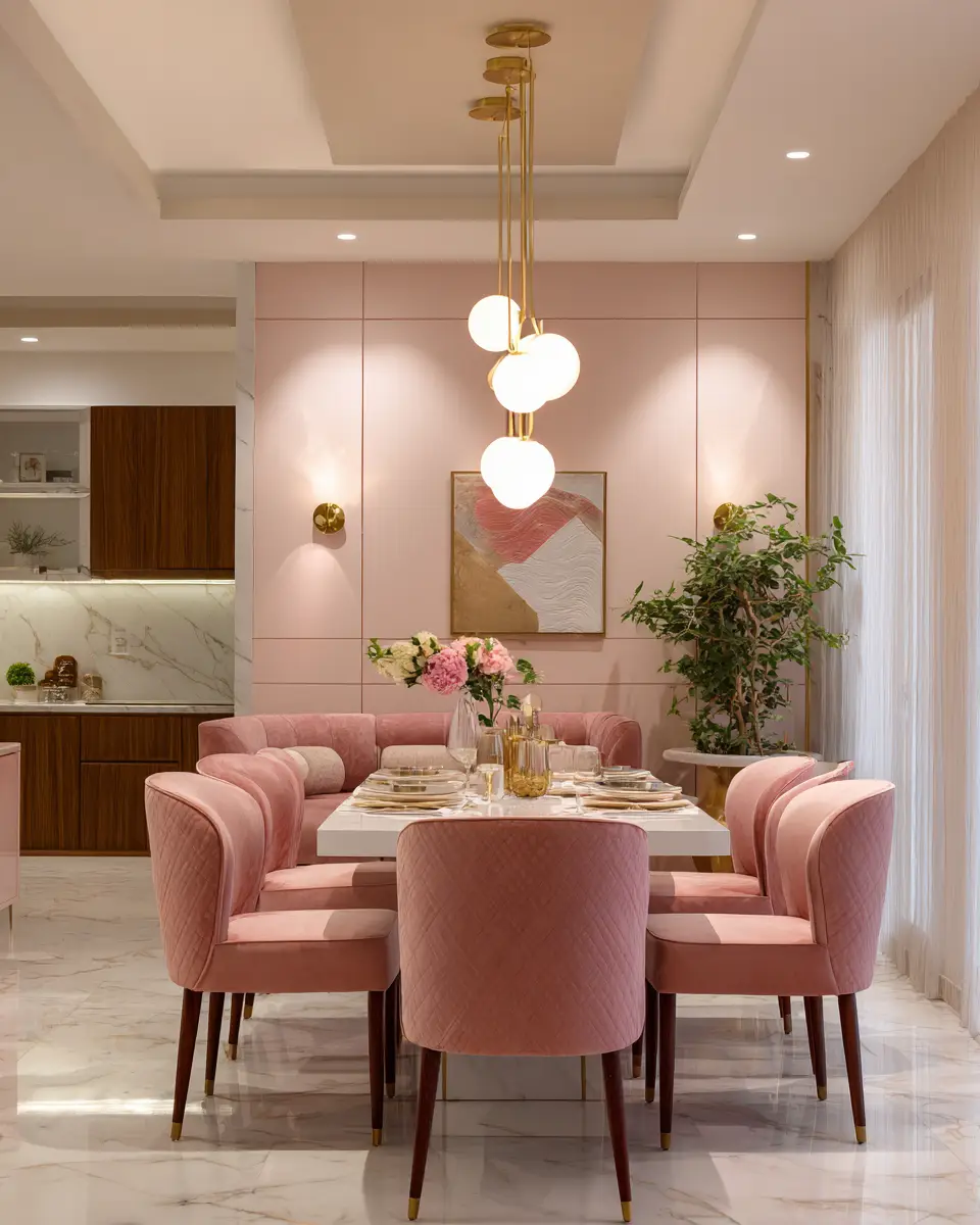 Blush Pink Minimalist Dining Room Decor Ideas