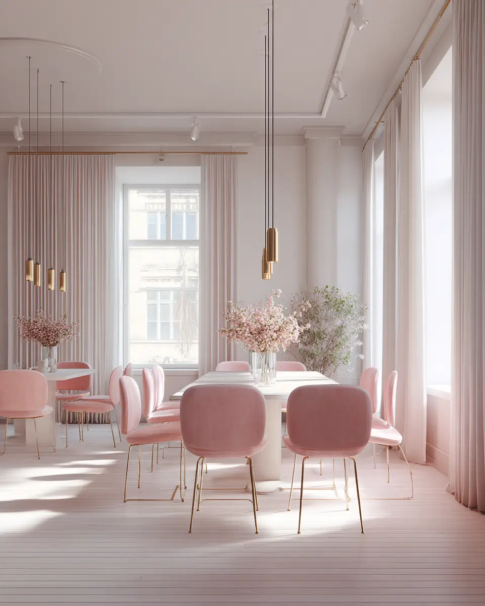 Blush Pink Minimalist Dining Room Decor Ideas