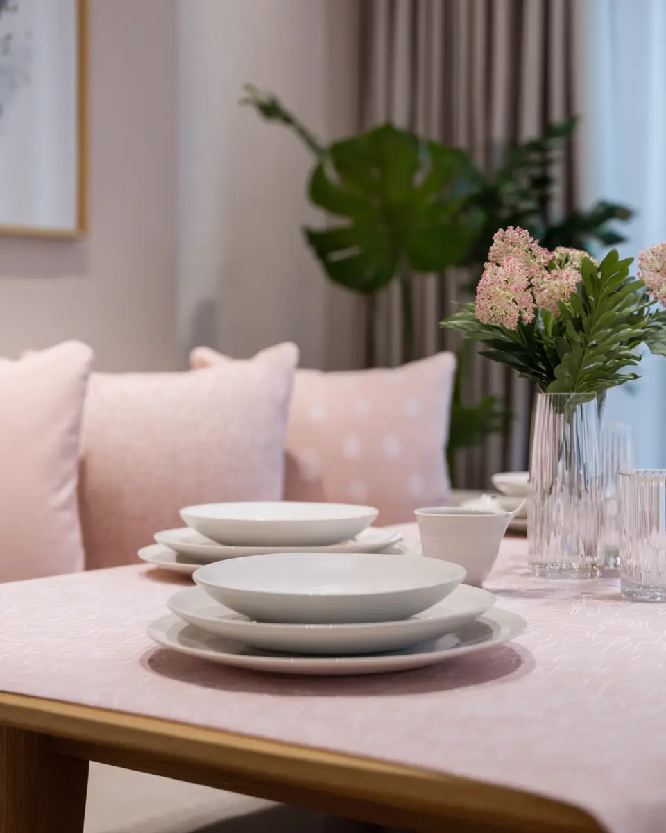 Blush Pink Minimalist Dining Room Decor Ideas