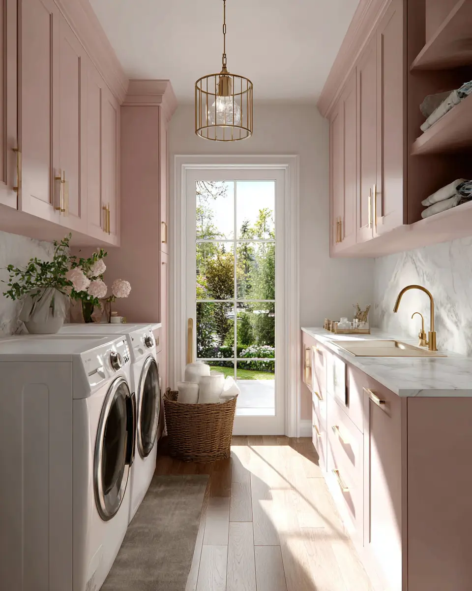 Blush Pink Minimalist Laundry Room Decor Ideas