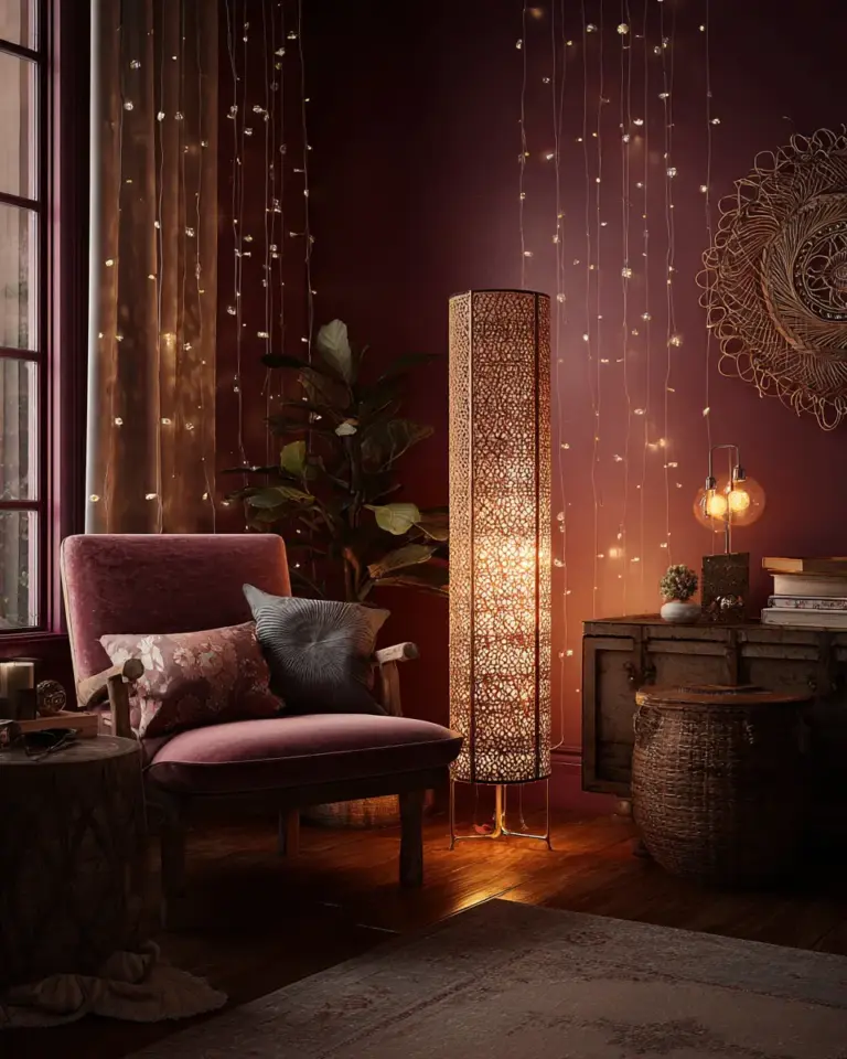 Burgundy Boho Living Room Decor Ideas - Featured