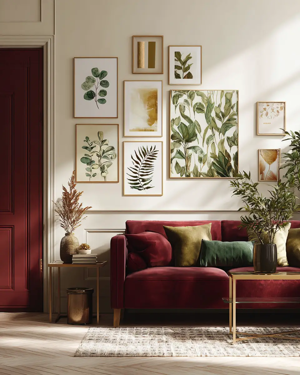 Burgundy Boho Living Room Decor Ideas