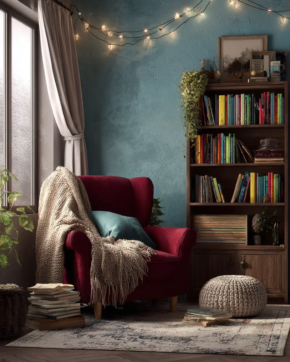 Burgundy Boho Living Room Decor Ideas