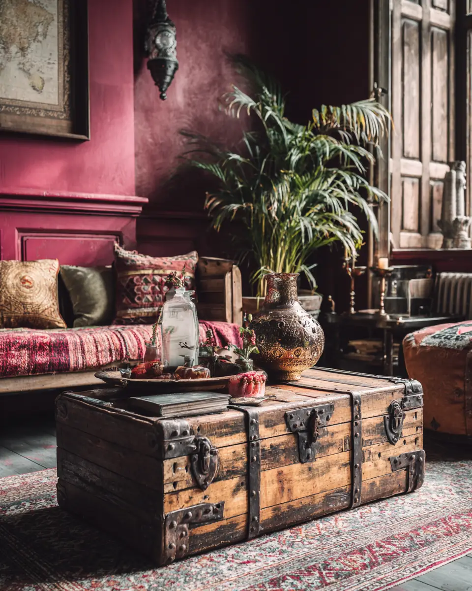 Burgundy Boho Living Room Decor Ideas