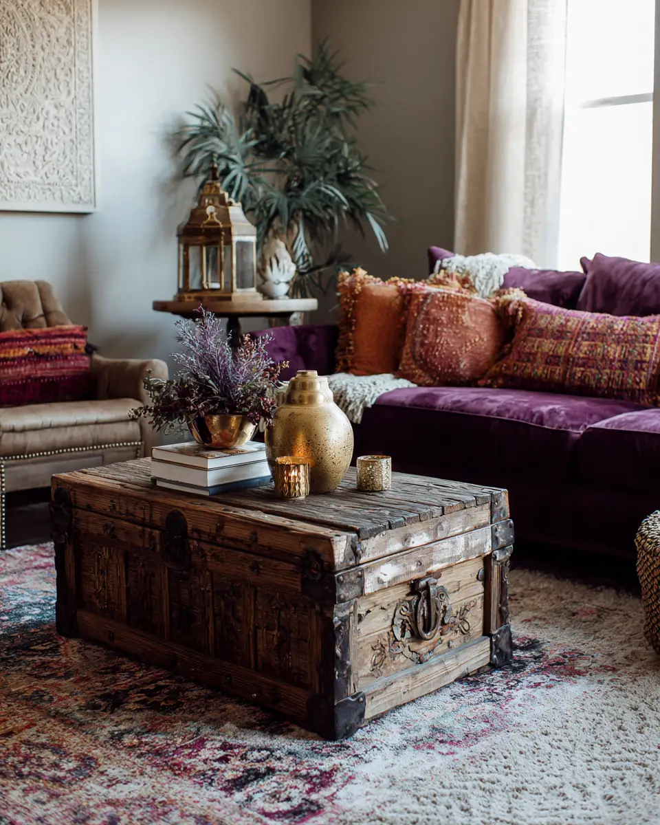 Burgundy Boho Living Room Decor Ideas