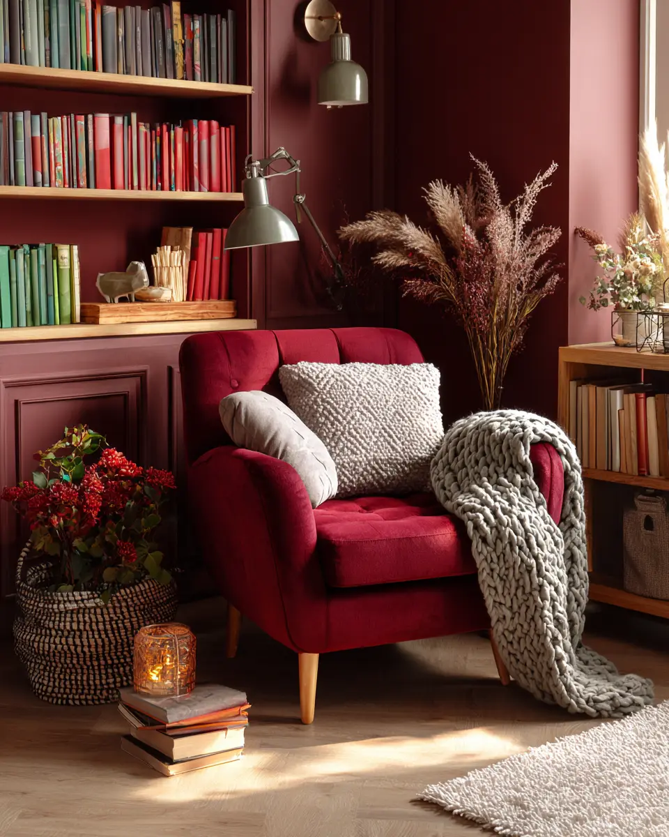 Burgundy Boho Living Room Decor Ideas