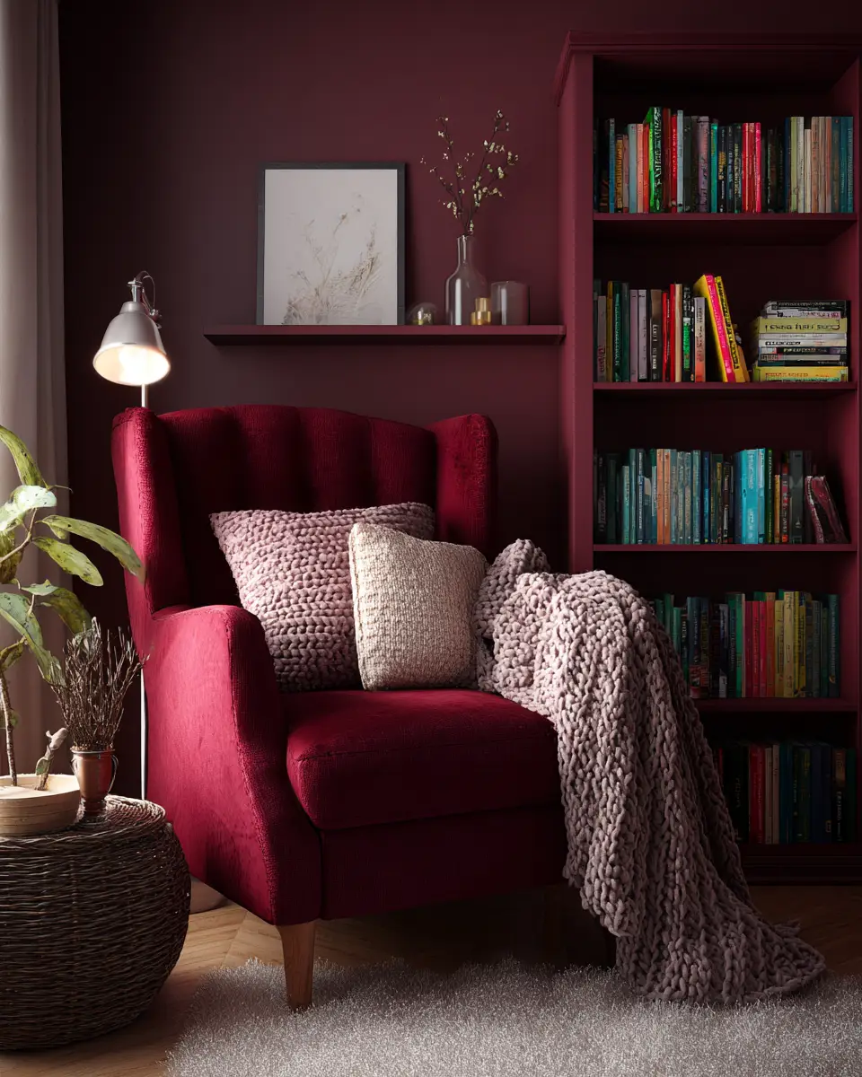 Burgundy Boho Living Room Decor Ideas