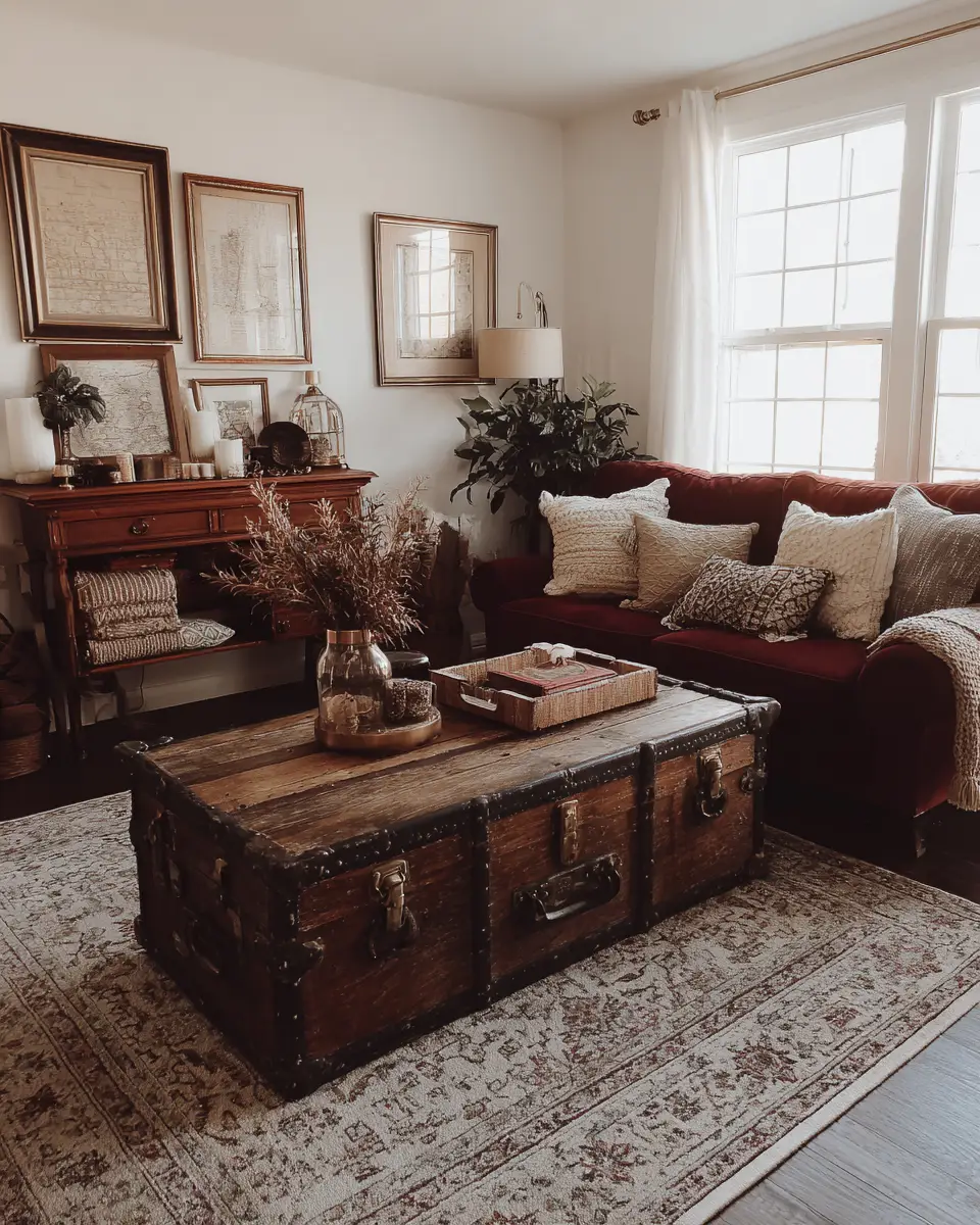 Burgundy Boho Living Room Decor Ideas