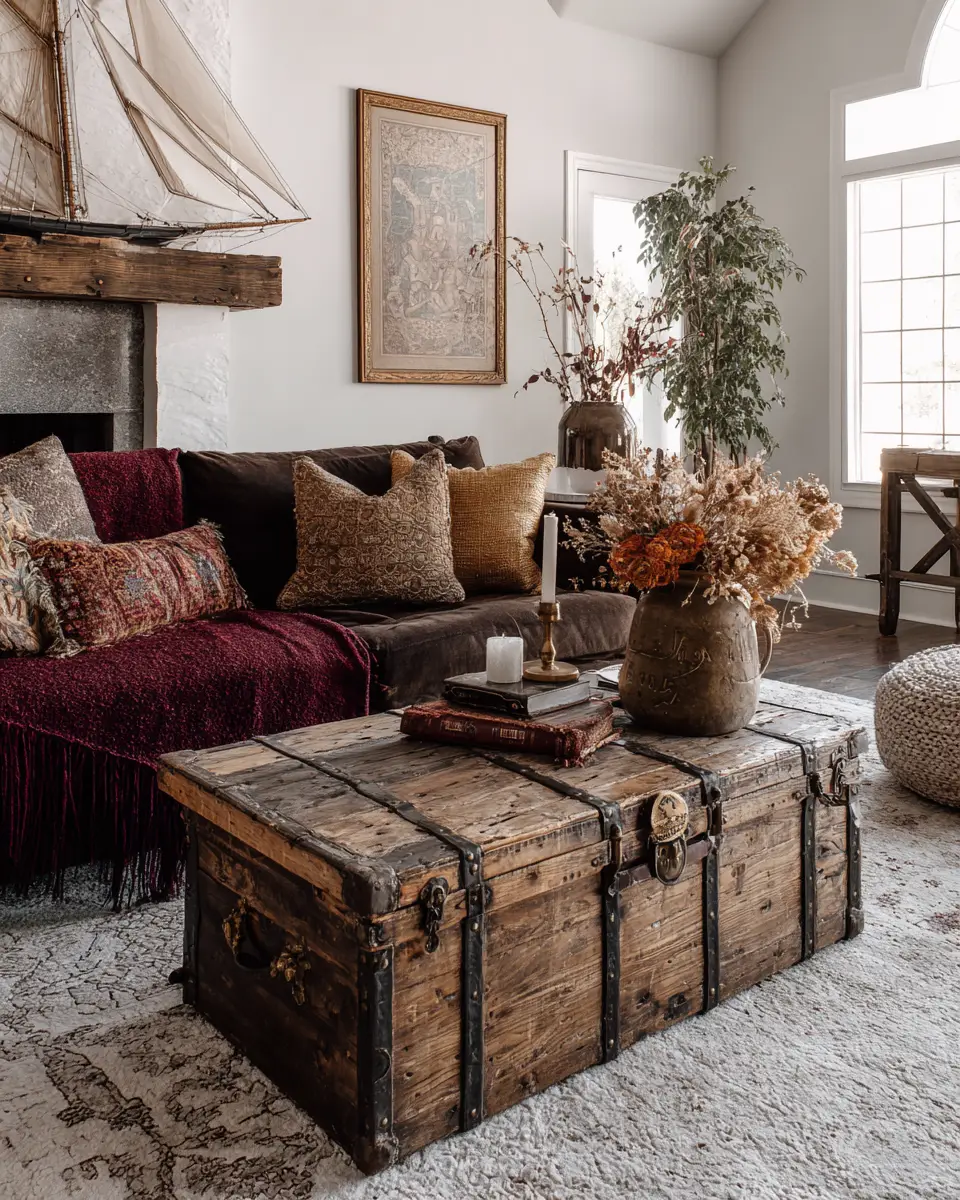 Burgundy Boho Living Room Decor Ideas