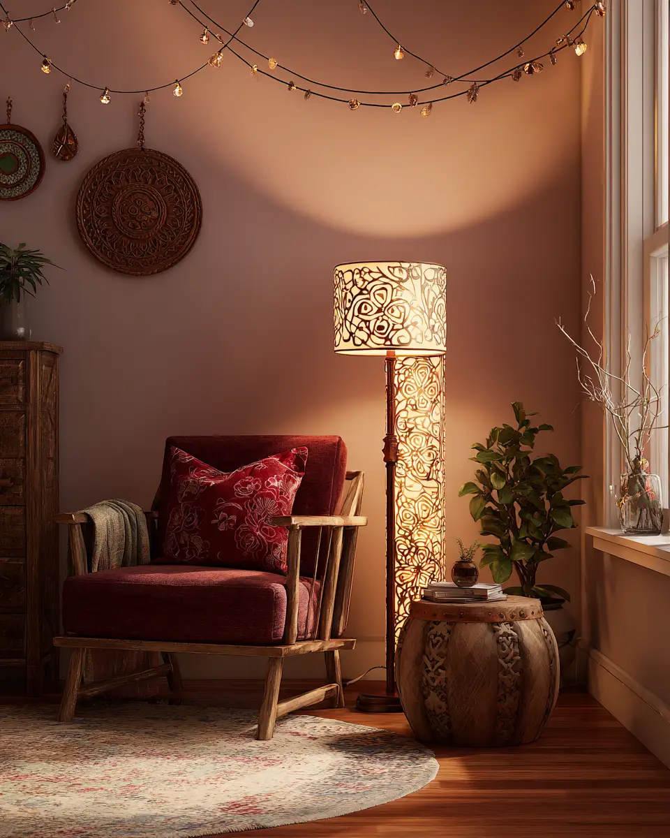 Burgundy Boho Living Room Decor Ideas