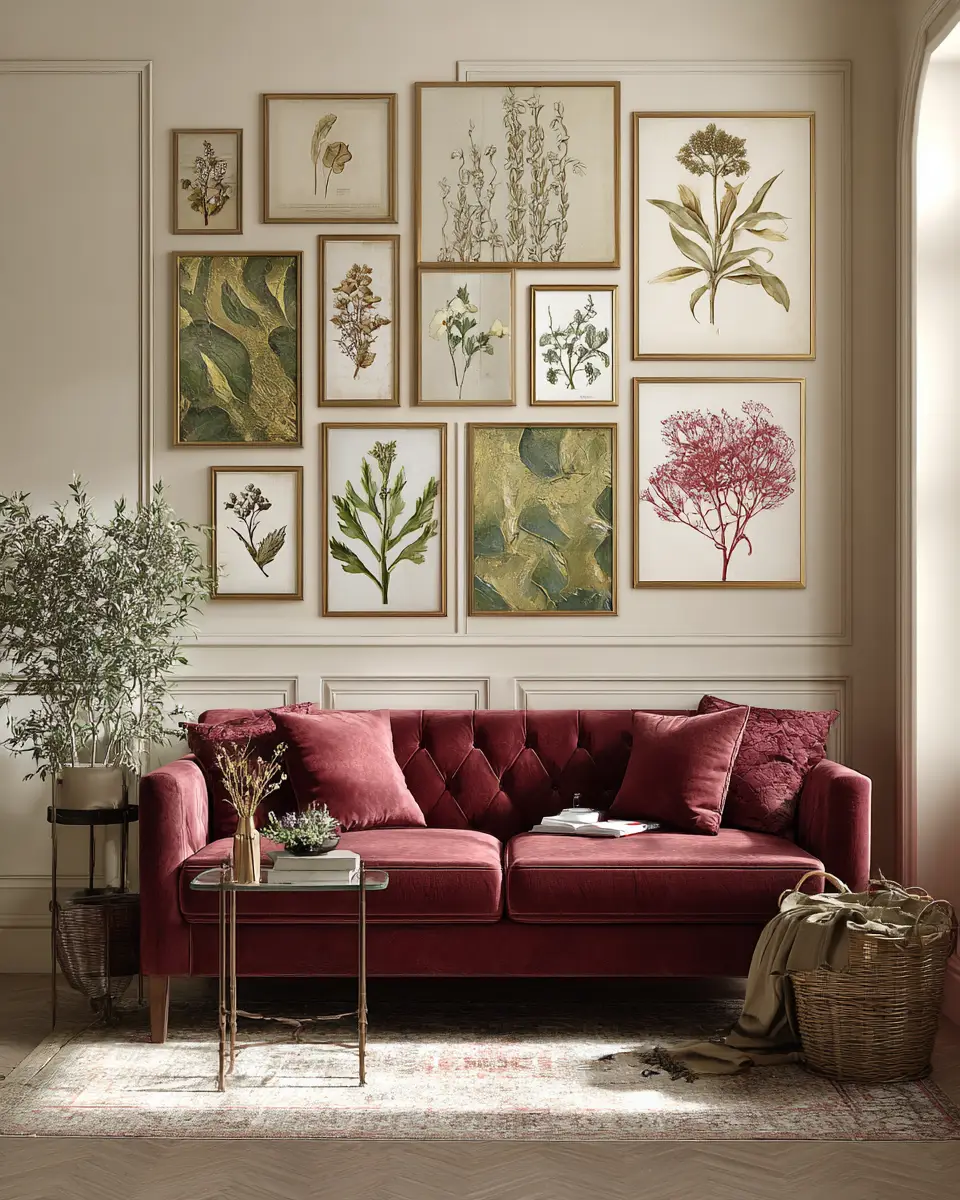 Burgundy Boho Living Room Decor Ideas