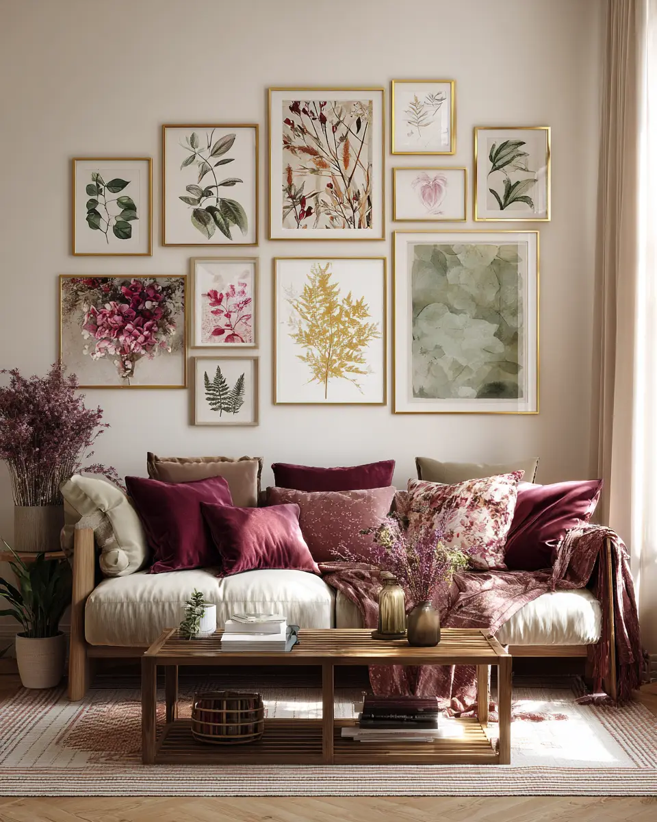 Burgundy Boho Living Room Decor Ideas