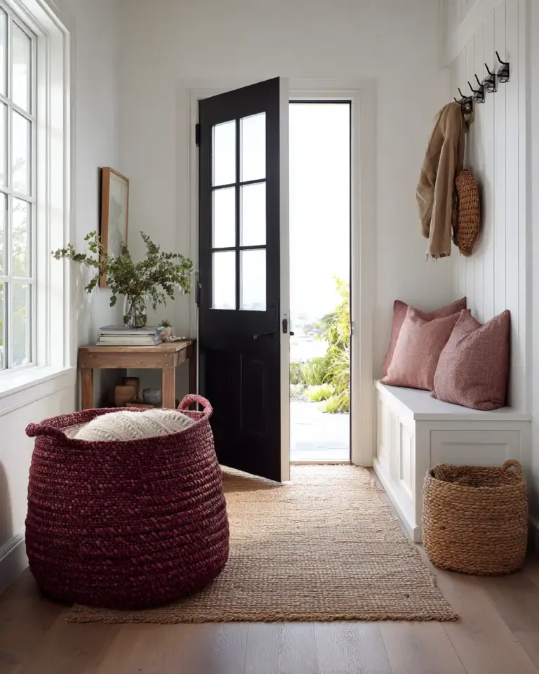 Burgundy Coastal Entryway Decor Ideas - Featured