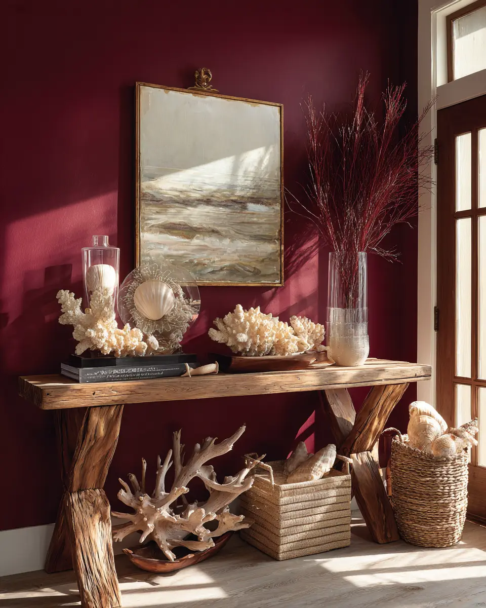Burgundy Coastal Entryway Decor Ideas