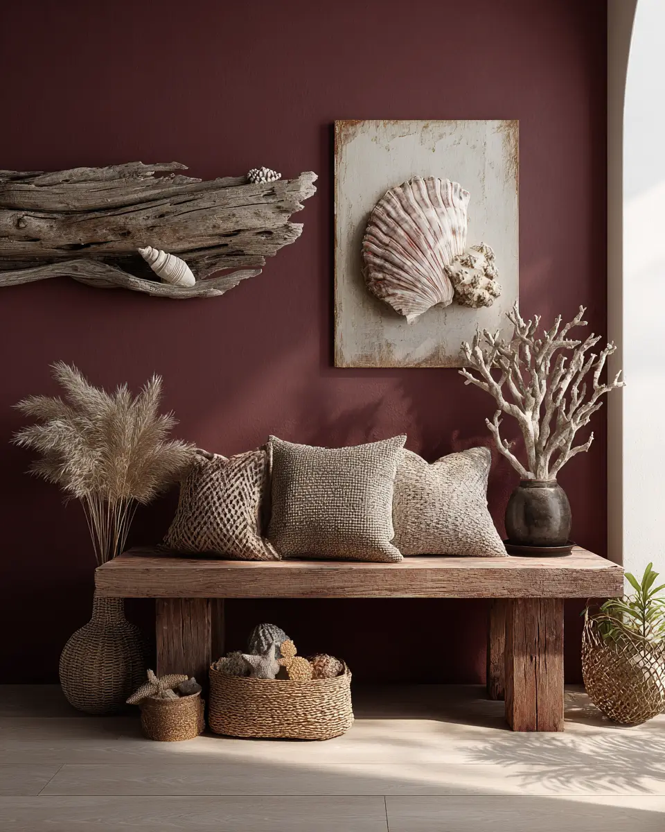 Burgundy Coastal Entryway Decor Ideas