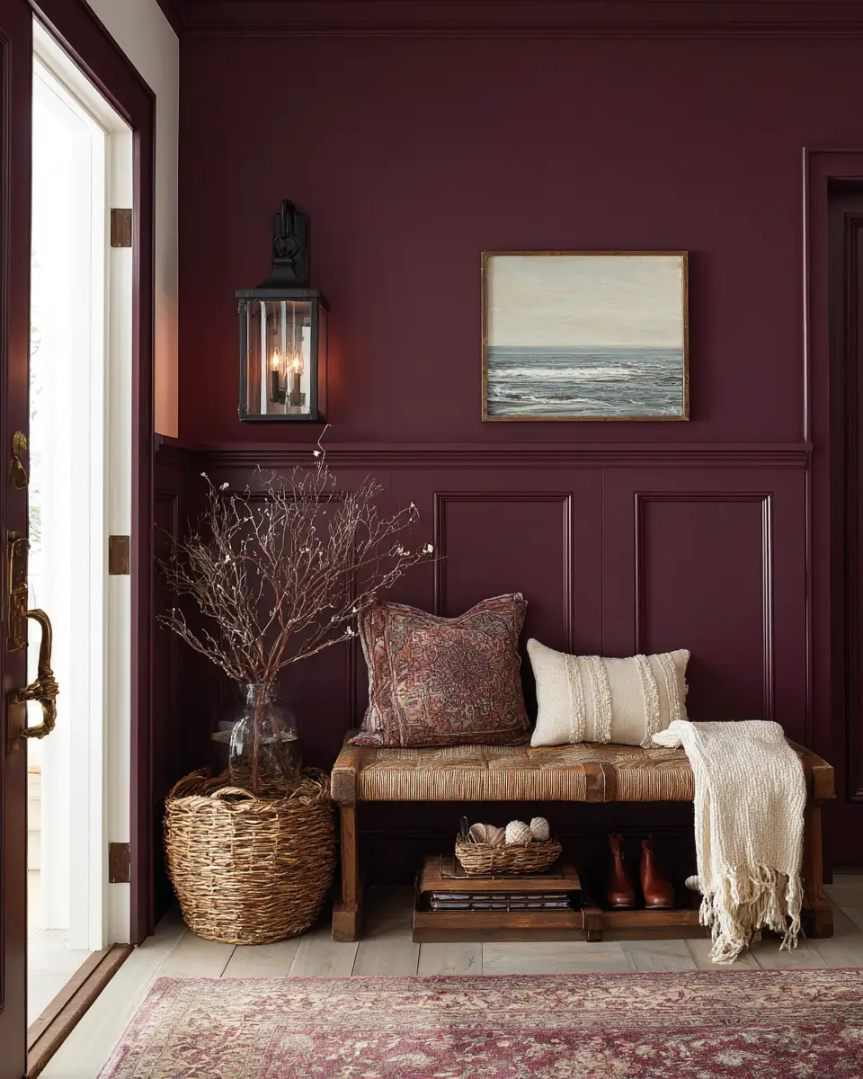 Burgundy Coastal Entryway Decor Ideas