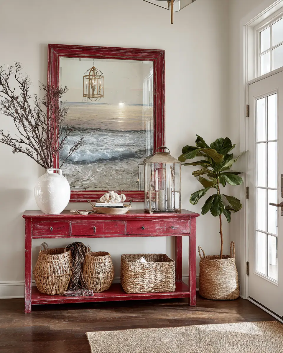 Burgundy Coastal Entryway Decor Ideas
