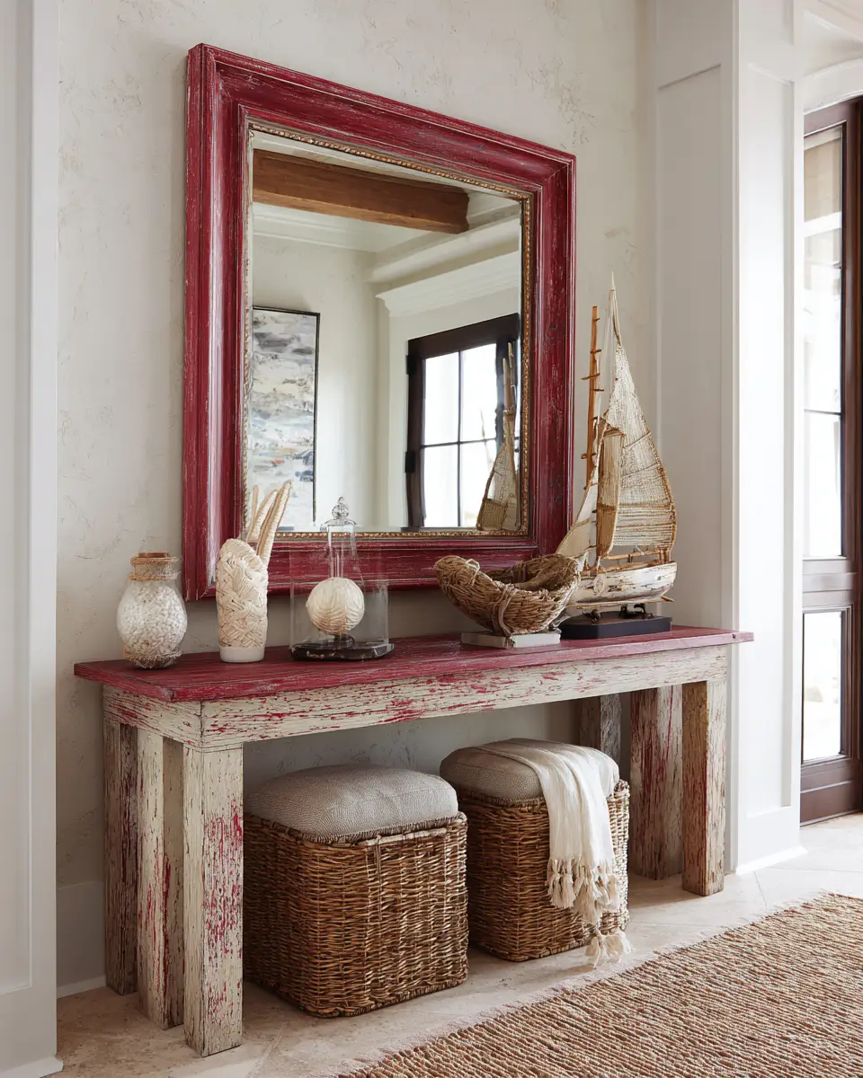 Burgundy Coastal Entryway Decor Ideas