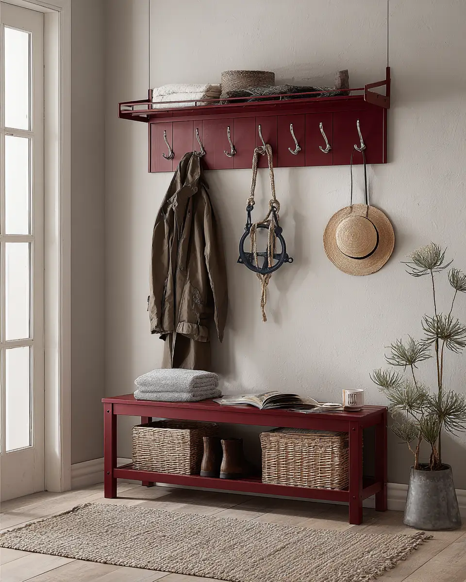 Burgundy Coastal Entryway Decor Ideas