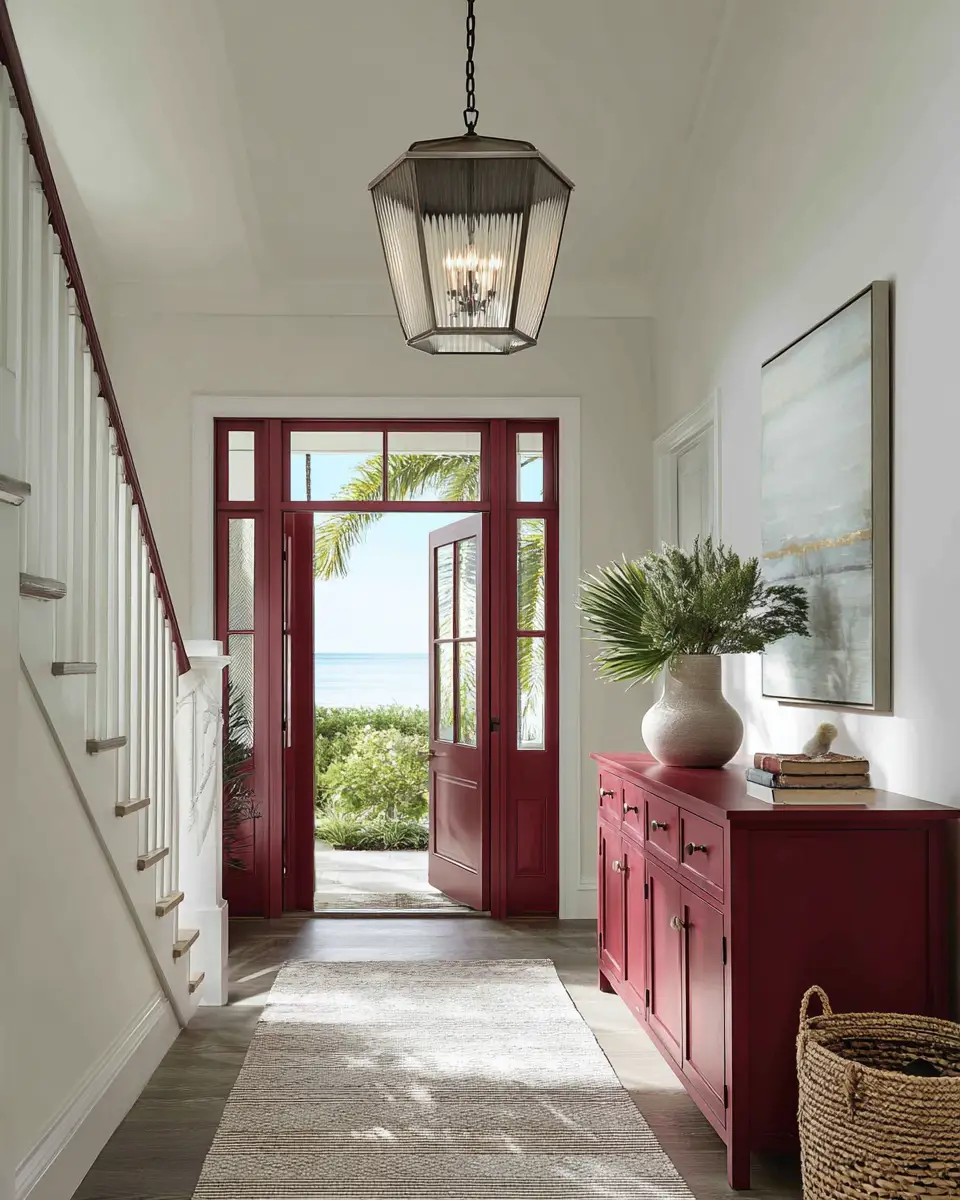 Burgundy Coastal Entryway Decor Ideas