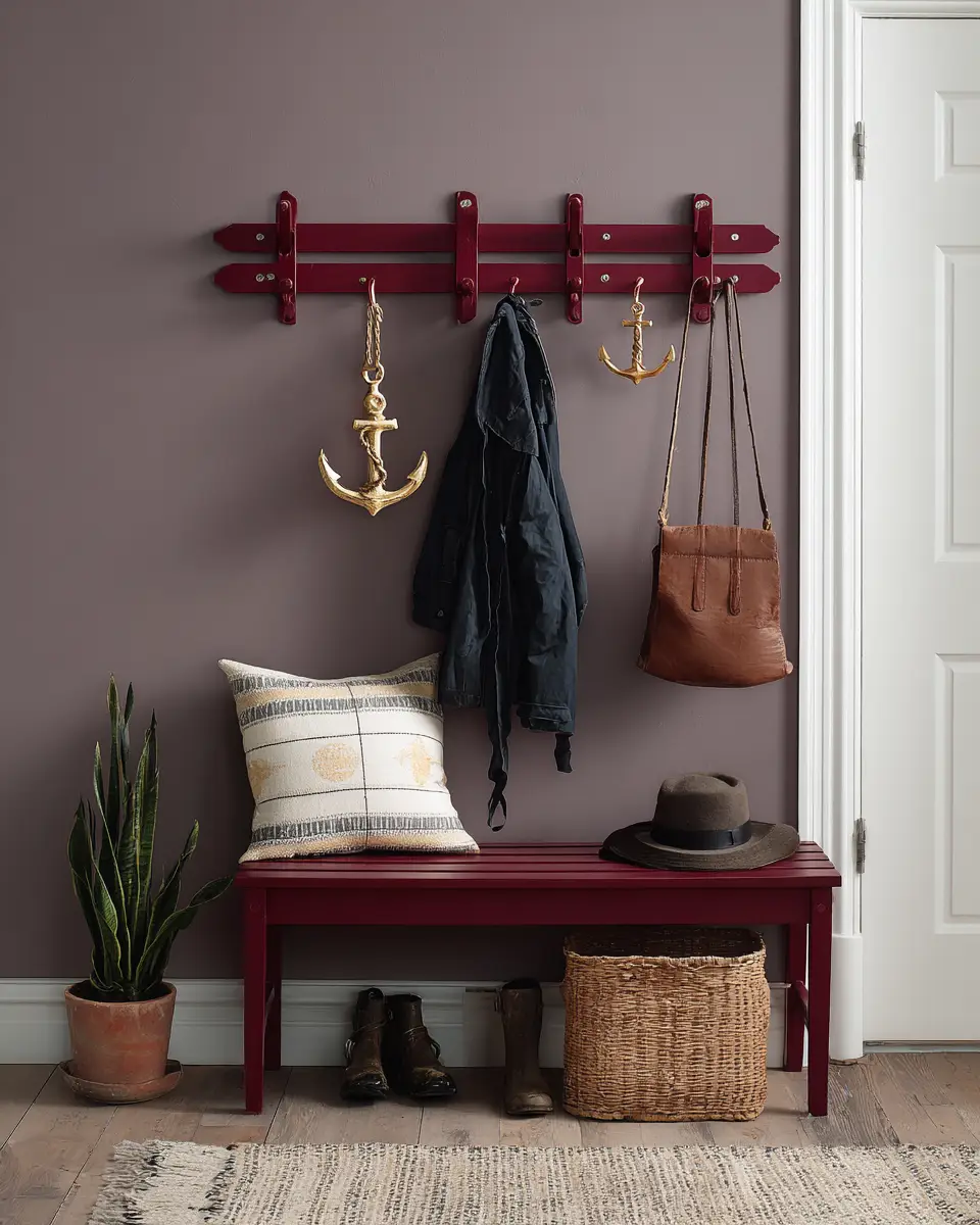 Burgundy Coastal Entryway Decor Ideas