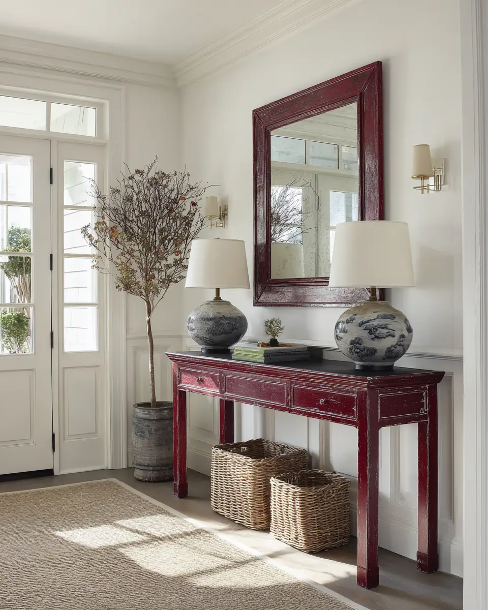 Burgundy Coastal Entryway Decor Ideas