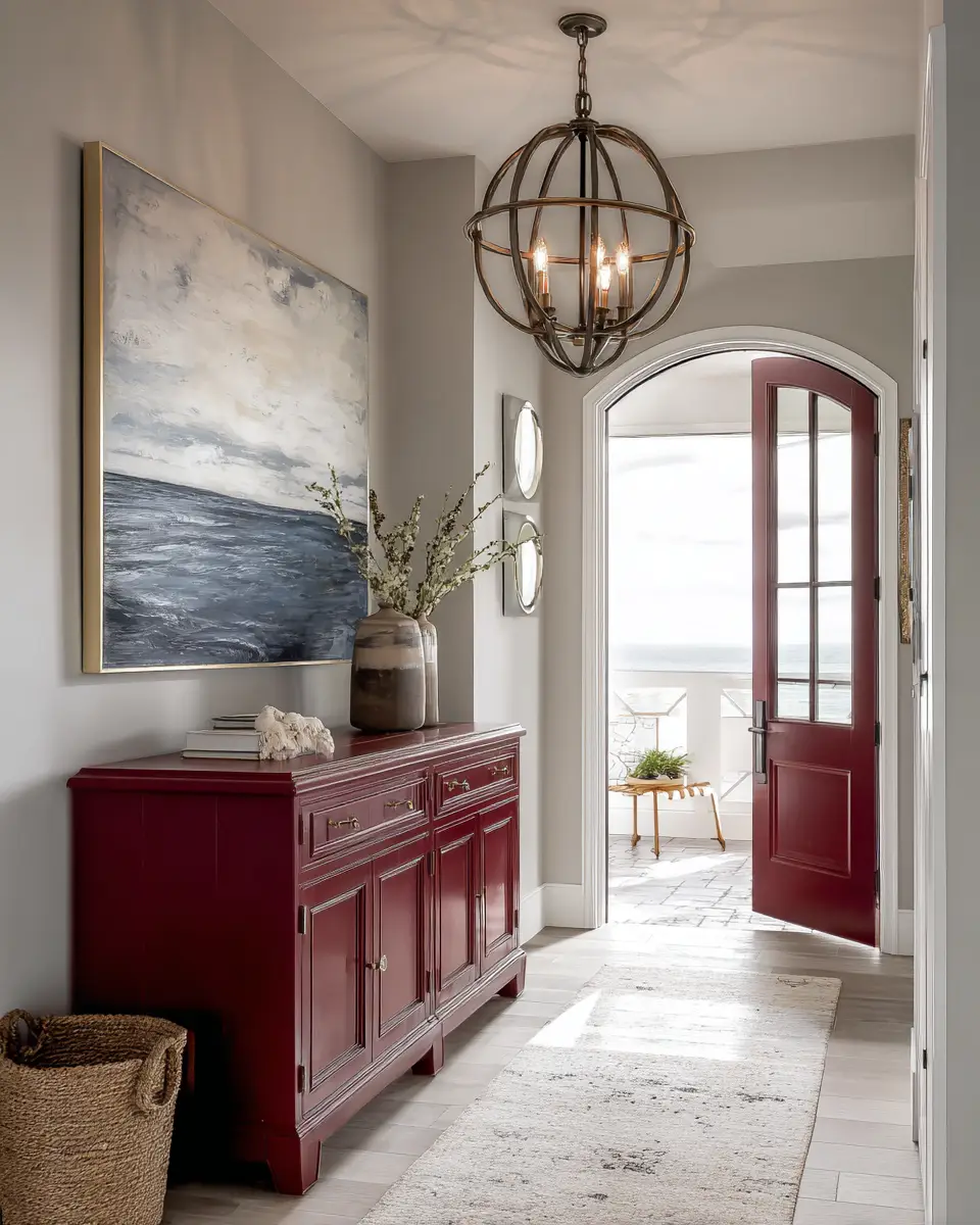 Burgundy Coastal Entryway Decor Ideas