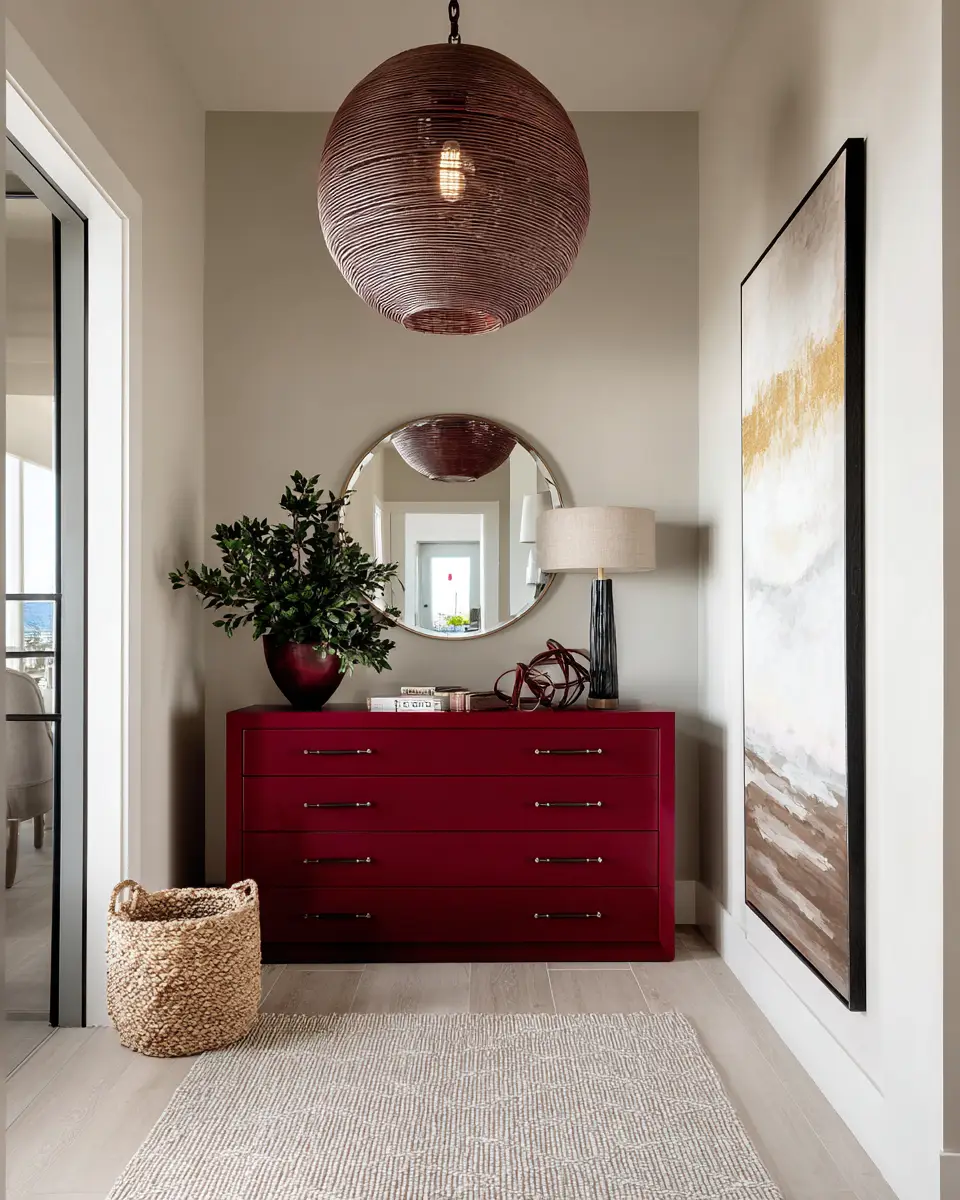 Burgundy Coastal Entryway Decor Ideas