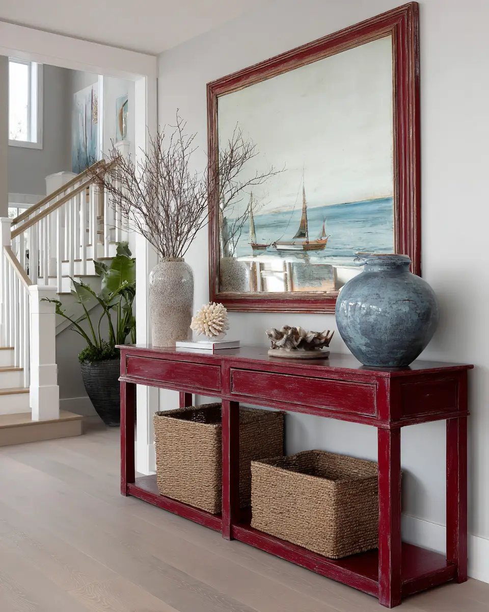 Burgundy Coastal Entryway Decor Ideas